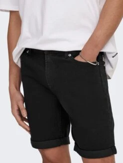 Only & Sons Shorts En Jean Regular Jean Ply Homme Noir -Jack & Jones Soldes Boutique 2982d5a77fd4965827244aa6b166514c
