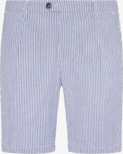 Shorts Chino Regular Pantalon à Pince Homme Bleu Marine / Blanc