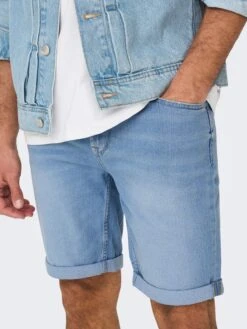 Only & Sons Shorts En Jean Coupe Slim Jean Ply Homme Bleu -Jack & Jones Soldes Boutique 71ef59a0095b1a113ebdca55b3b310ee
