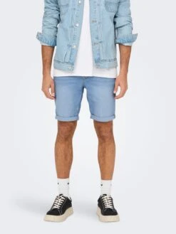 Only & Sons Shorts En Jean Coupe Slim Jean Ply Homme Bleu -Jack & Jones Soldes Boutique 87ca62d4f2e25111c84d085e076f1036