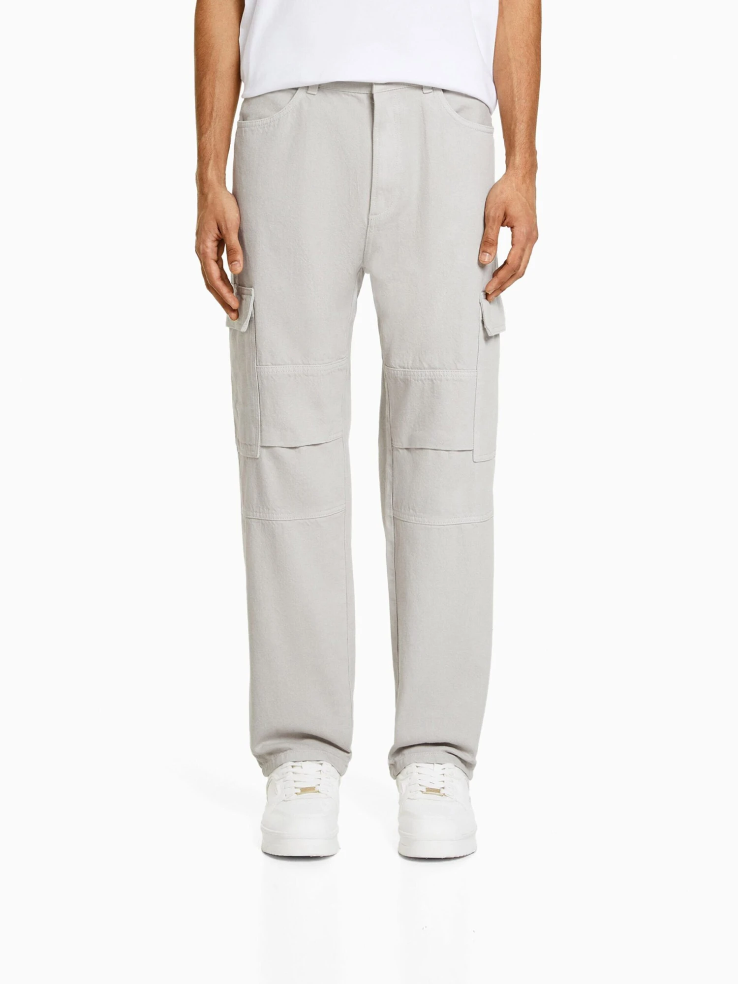 BERSHKA Loose Fit Loosefit Jeans Cargo Homme Gris Clair 4 BERSHKA Loose Fit Loosefit Jeans Cargo Homme Gris Clair – Image 2