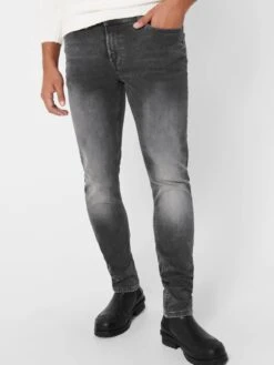 Only & Sons Jeans Skinny Jean Loom Homme Gris -Jack & Jones Soldes Boutique c9f2d653799a19eeea3272f86695793d