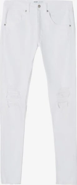 BERSHKA Slim Coupe Slim Jean Homme Blanc