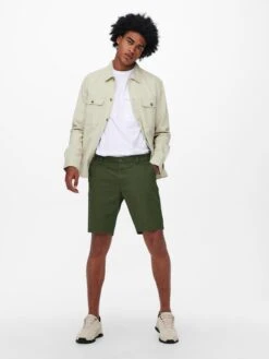 Only & Sons Shorts Chino Regular Pantalon Chino Homme Olive -Jack & Jones Soldes Boutique f7061549cb2f51a11f4901898f3fc66d